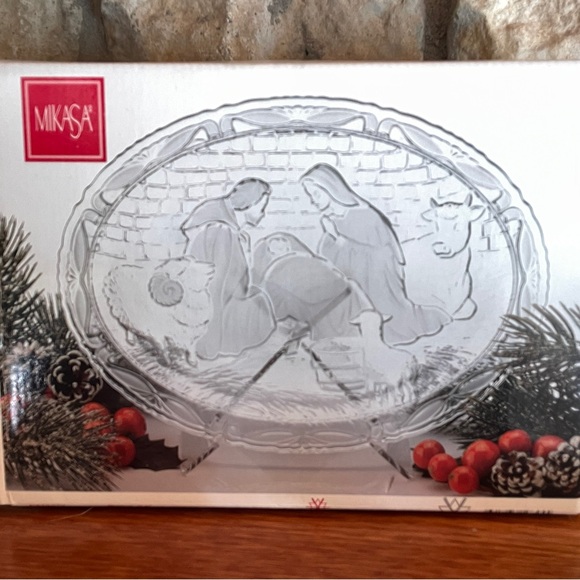 Christmas Nativity Mikasa Rejoice Plaque w/ Display Stand Original Box & Bag - Picture 4 of 6
